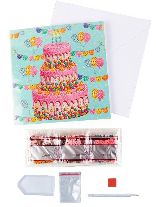 "Happy Birthday" Crystal Art Card 18x18cm