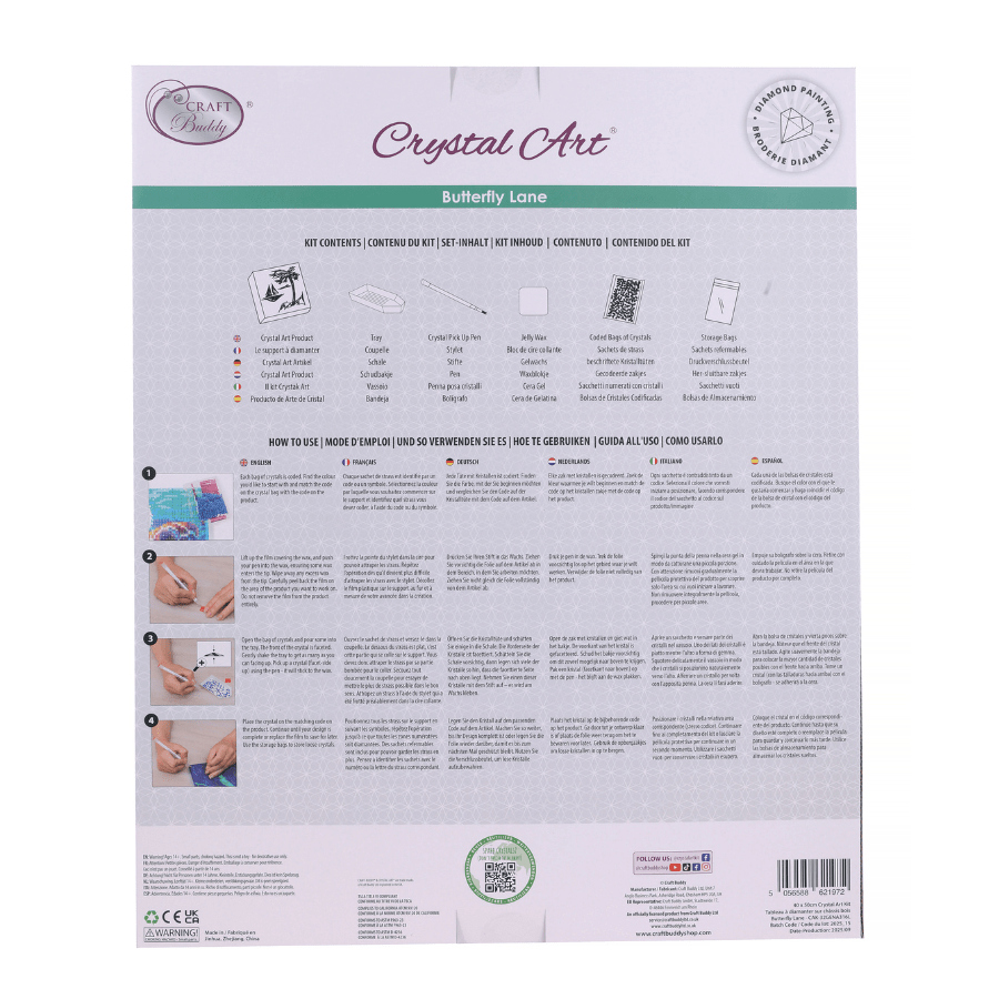 Butterfly Lane Crystal Art Canvas Kit 40x50cm