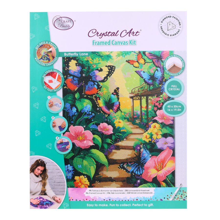 Butterfly Lane Crystal Art Canvas Kit 40x50cm