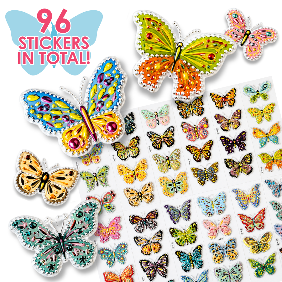 Butterfly Motif Adhesive Stickers x 96