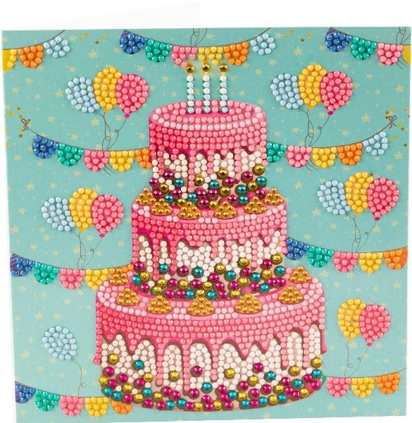 "Happy Birthday" Crystal Art Card 18x18cm
