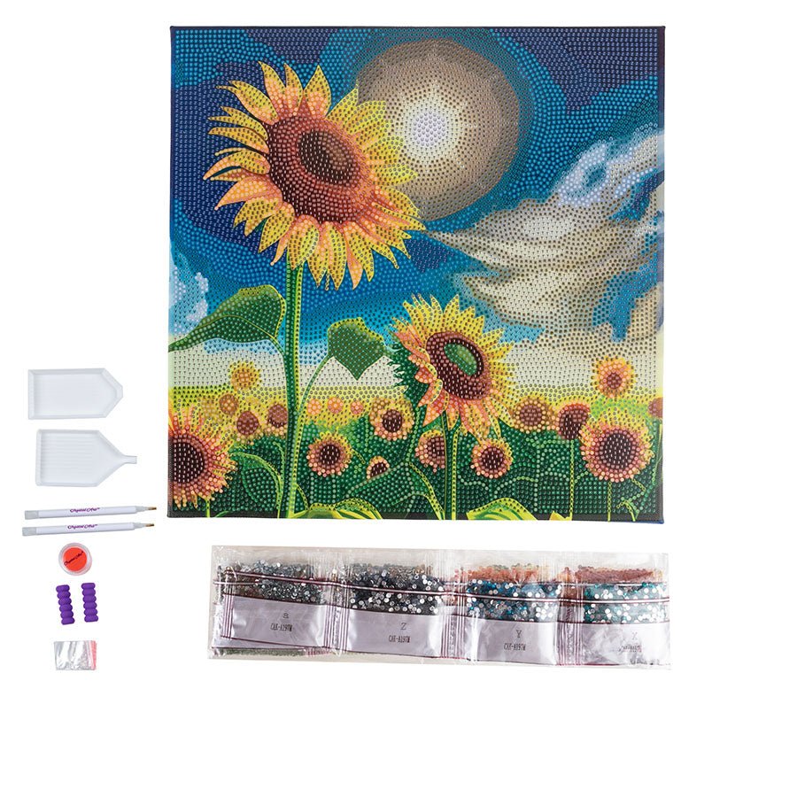 “Golden Sunflower Blooms” Crystal Art Canvas Kit 30x30cm