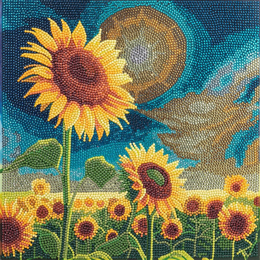 “Golden Sunflower Blooms” Crystal Art Canvas Kit 30x30cm