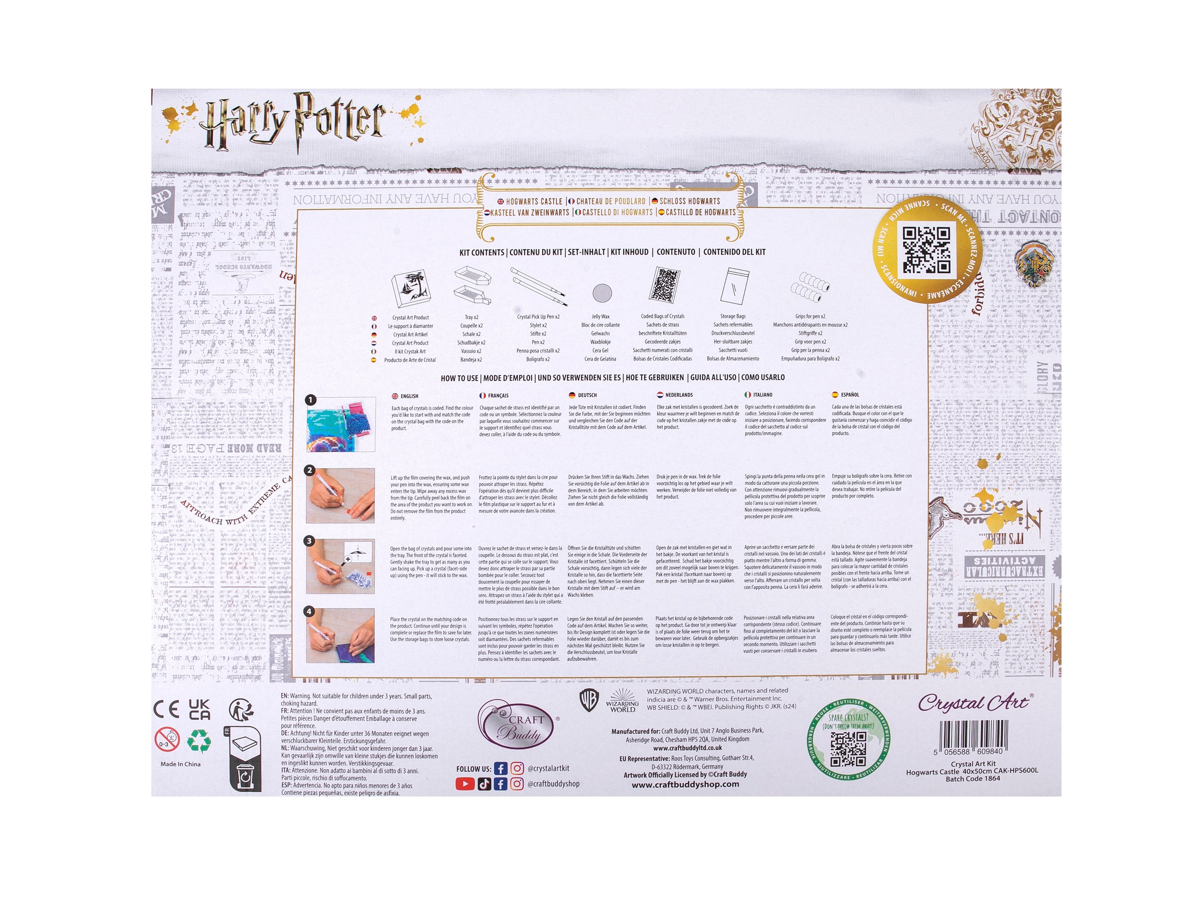"Hogwarts Castle" Harry Potter Crystal Art Canvas Kit 40x50cm