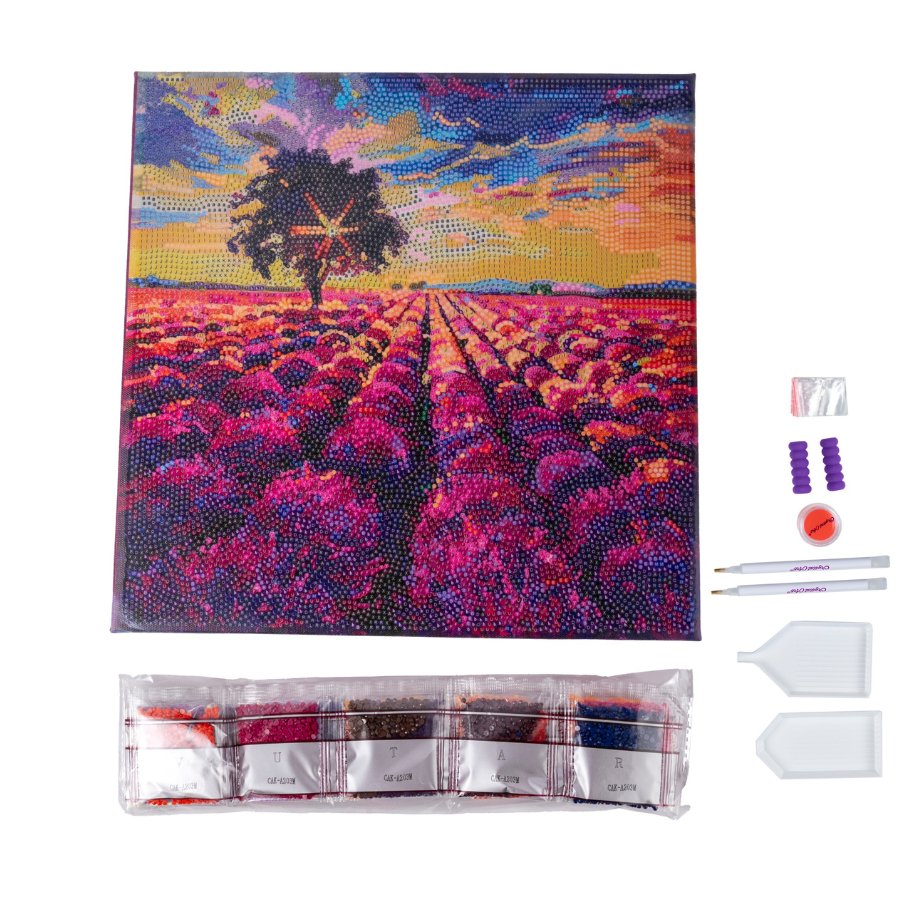 “Lavender Field” Crystal Art Canvas 30x30cm