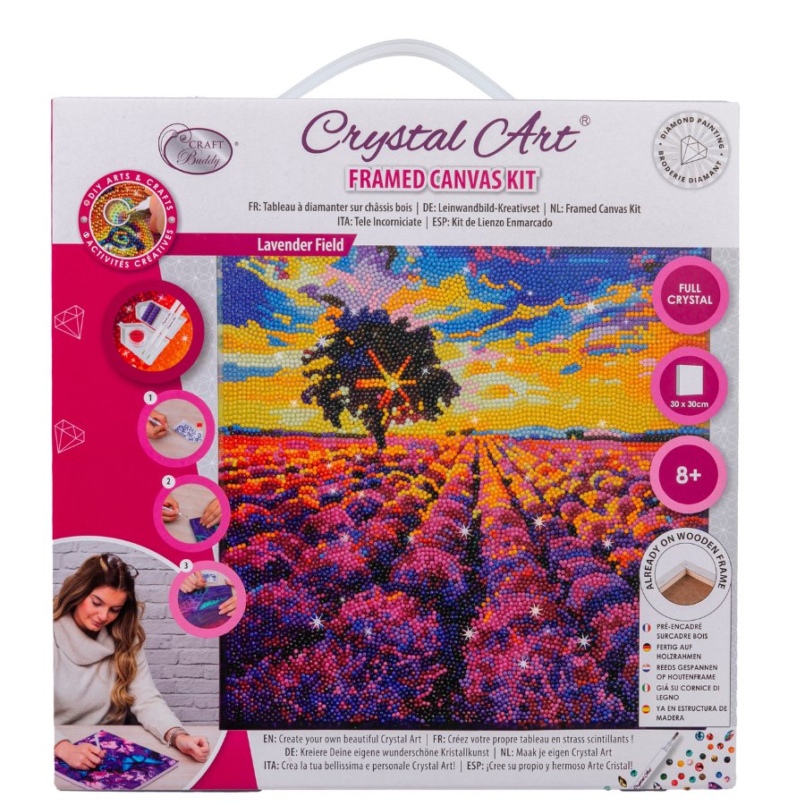 “Lavender Field” Crystal Art Canvas 30x30cm
