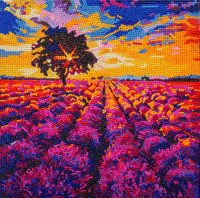 “Lavender Field” Crystal Art Canvas 30x30cm