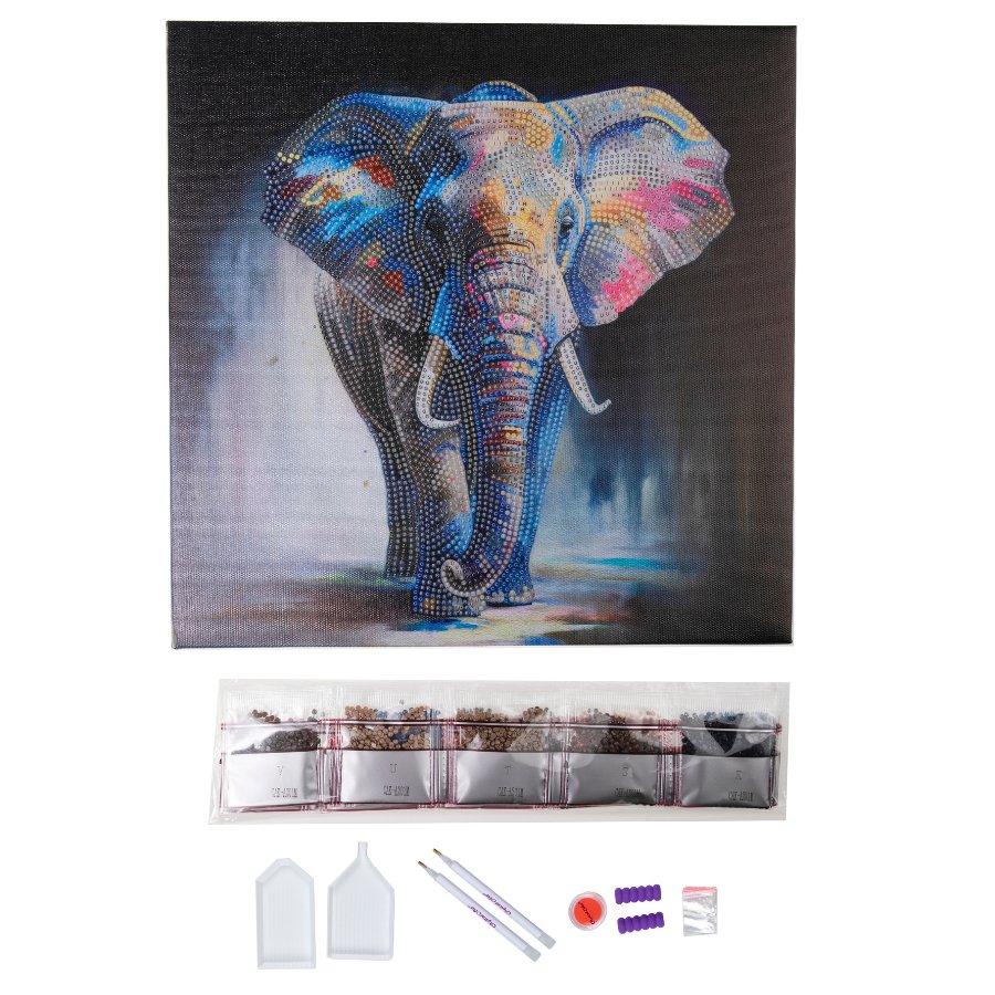 Majestic Elephant Crystal Art Canvas 30x30cm