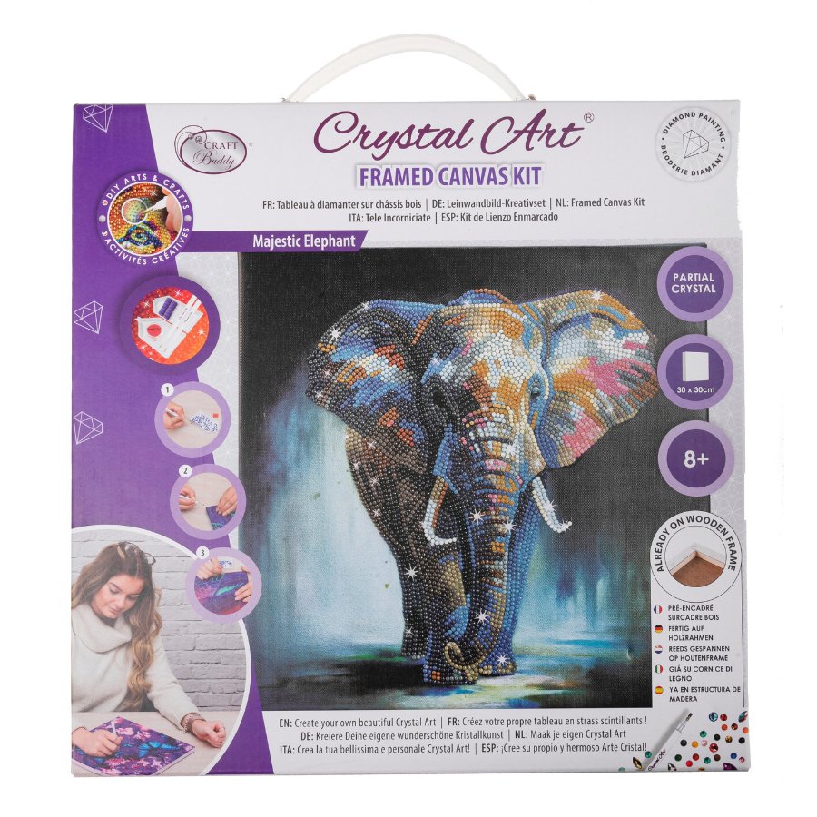 Majestic Elephant Crystal Art Canvas 30x30cm