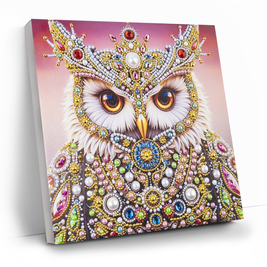 Majestic Owl Colour Pearl Art Canvas Kit 30x30cm