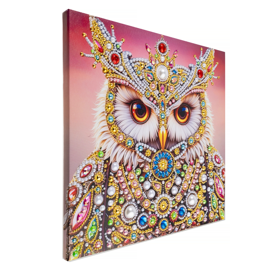 Majestic Owl Colour Pearl Art Canvas Kit 30x30cm