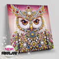 Majestic Owl Colour Pearl Art Canvas Kit 30x30cm