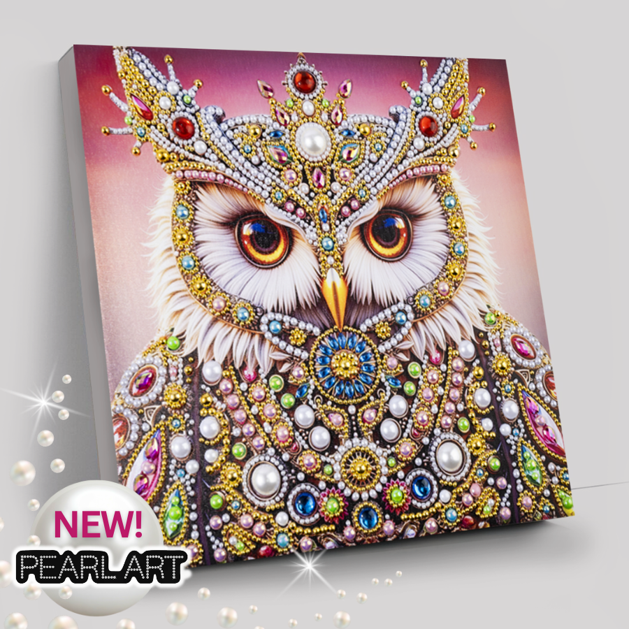 Majestic Owl Colour Pearl Art Canvas Kit 30x30cm