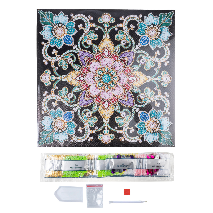 Mandala Colour Pearl Art Canvas Kit 30x30cm