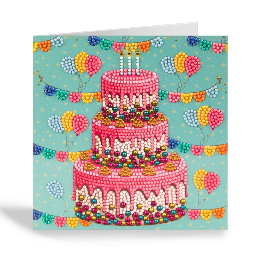 "Happy Birthday" Crystal Art Card 18x18cm